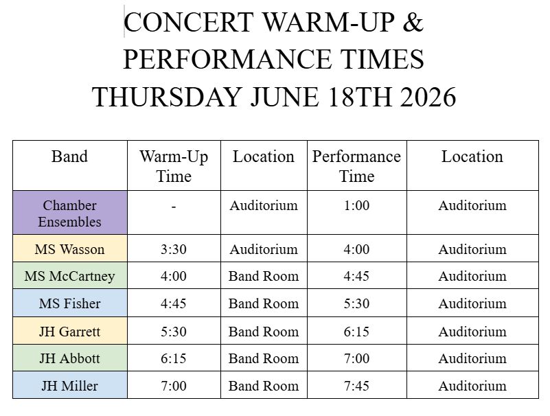 2026 BC MS/JrH Camp Closing Concert Schedule