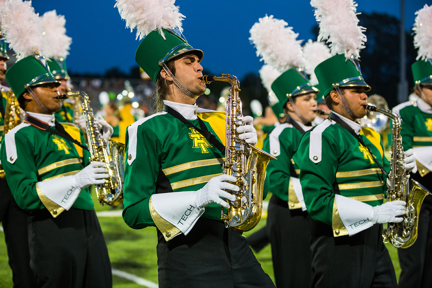 a photo of the award winning ATU marching band, The Band of Distinction