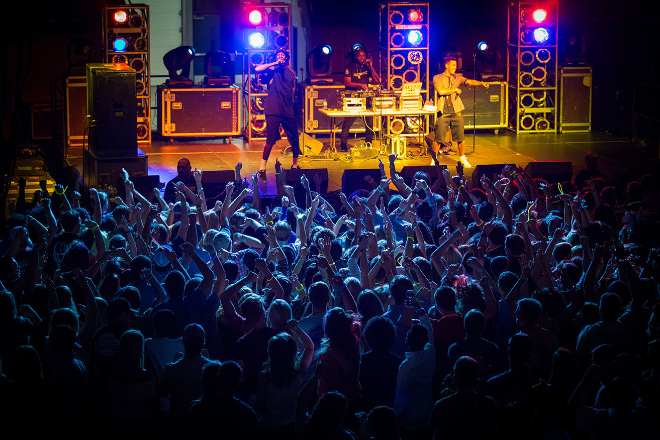 students at an on-campus concert