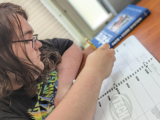 student studying