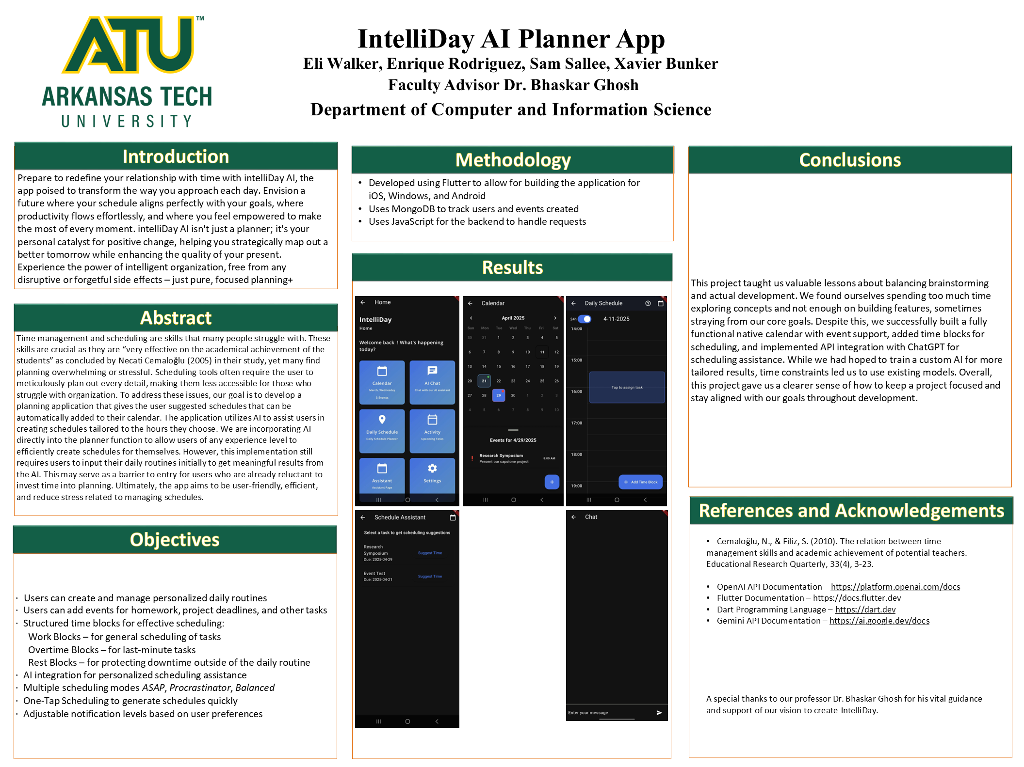 IntelliDay AI Planner App senior project poster