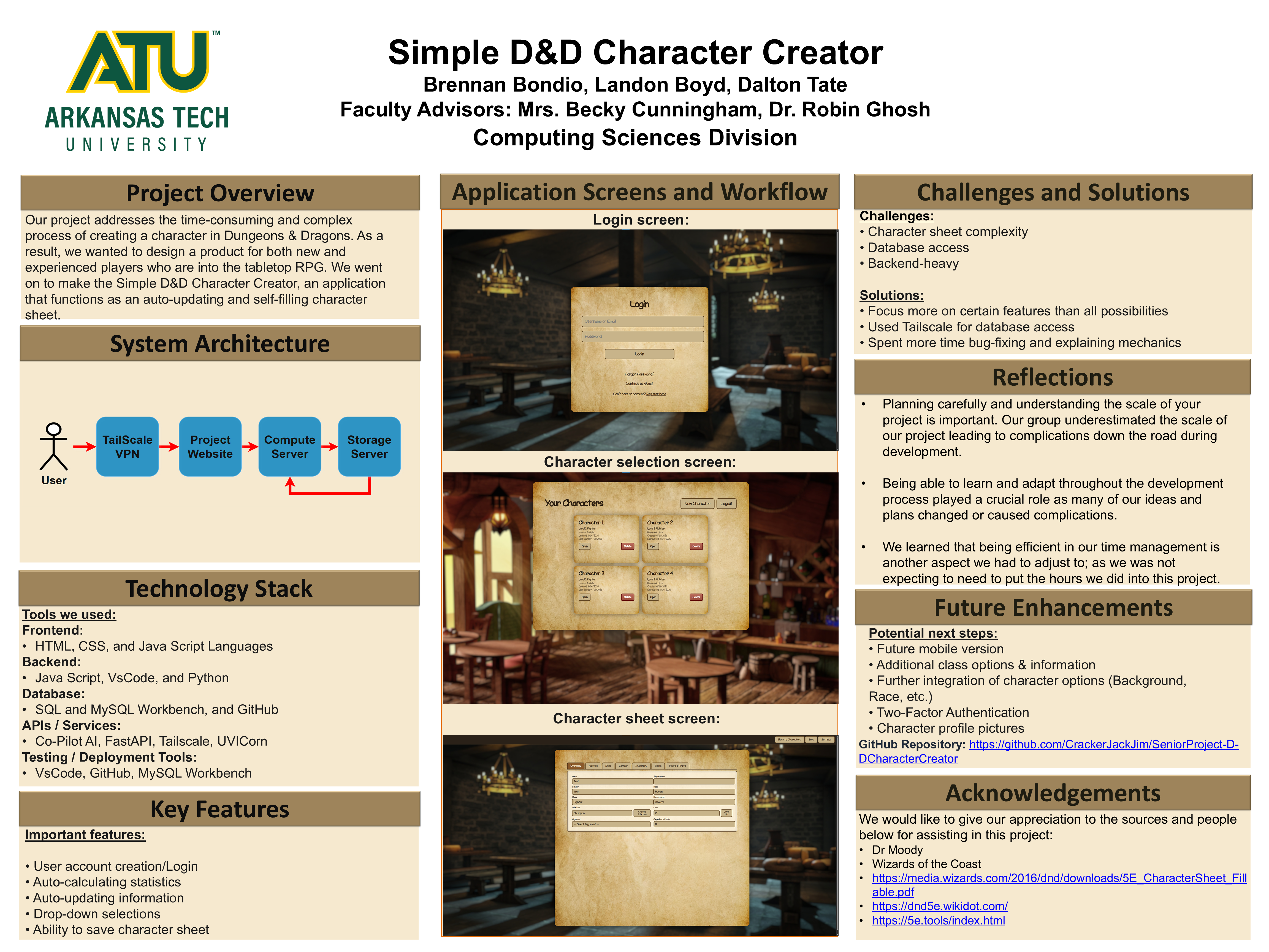 Simple D&D Character Creator senior project poster