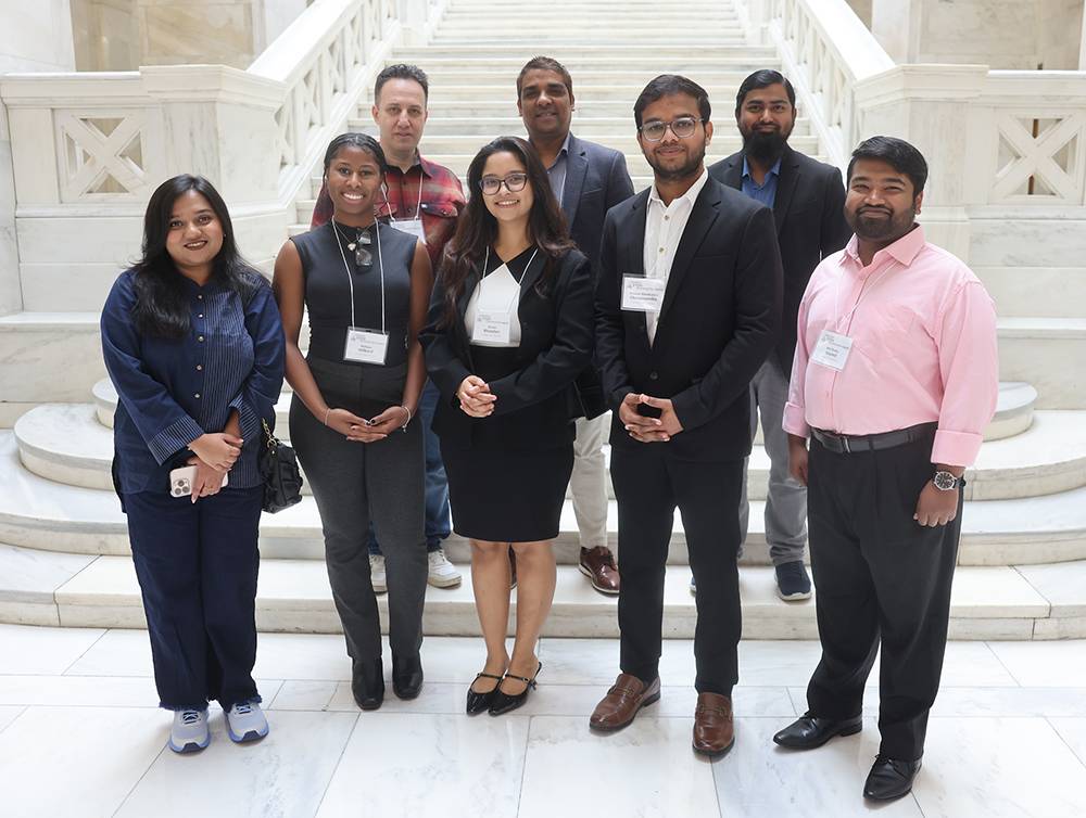 Photographed: (front row, left-to-right) Arkansas Tech University students Shaira Wajiha, Malaya Wilburd, Shruti Bandari, Kesava Manikanta Chirumamilla and Md Shaba Sayeed; (back row, left-to-right) ATU faculty members Dr. Tolga Ensari, Dr. Robin Ghosh and Dr. Md Abdus Siddique.
