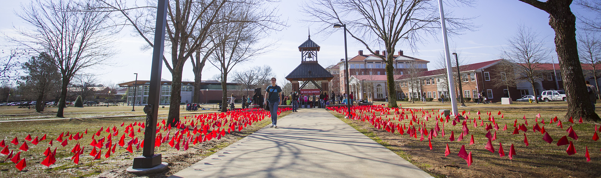 Students are seenat an event bringing awareness to relationship violence.